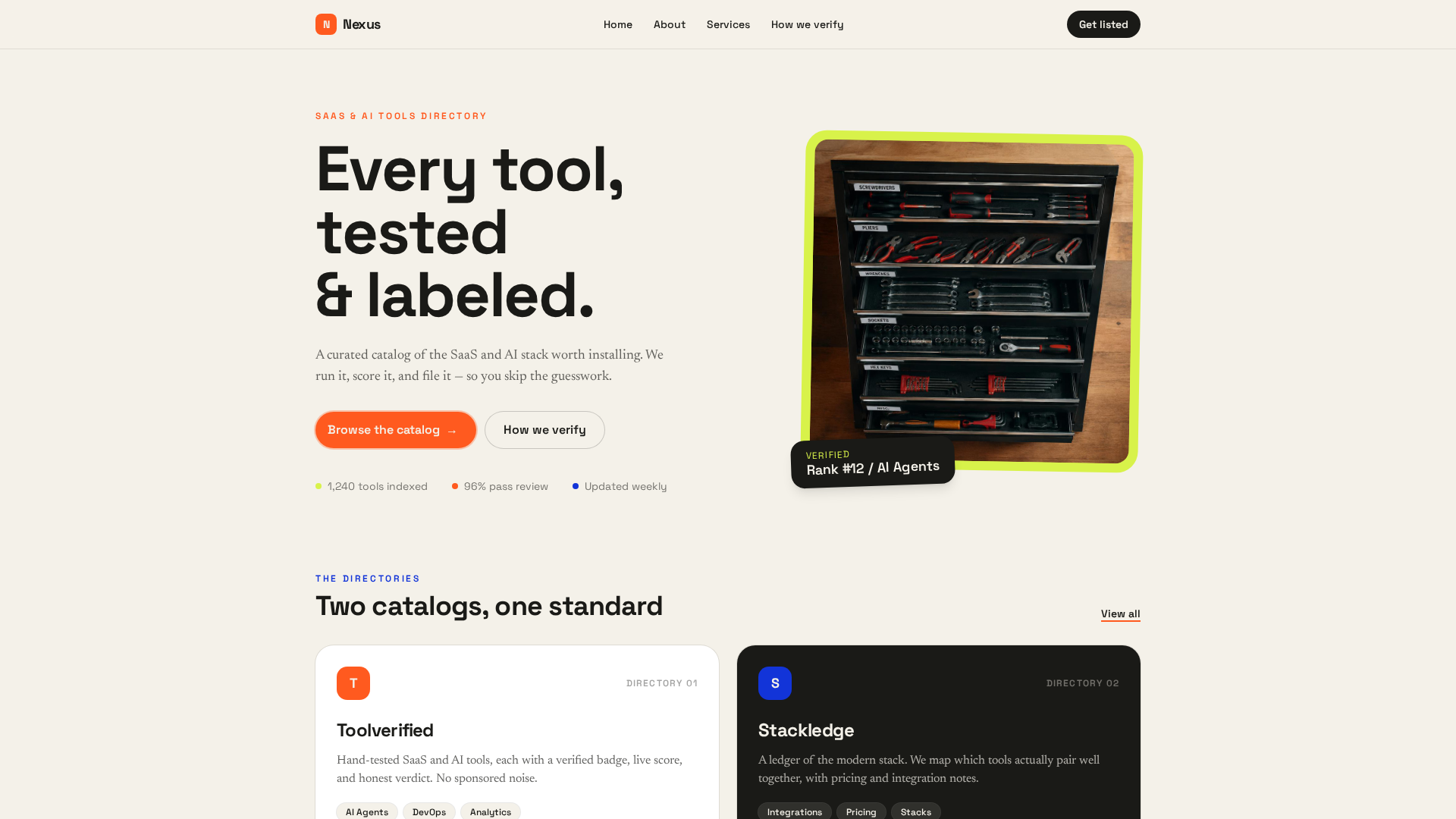 Nexus: Curated SaaS & AI Tools Directory screenshot