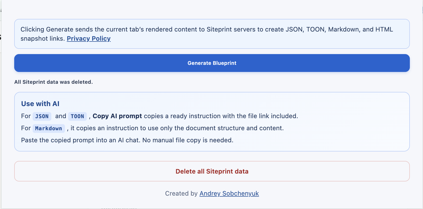 Siteprint screenshot